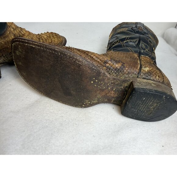 Resistol Lucchese Python Inlay Western Boot Women Black Yellow Peace Cowboy SZ 8 - Picture 16 of 16